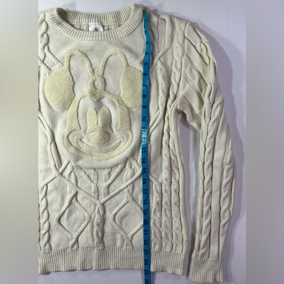 Disney Parks 2022 Exclusive Minnie Mouse Cable Knit Crewneck Sweater - cream, M - Picture 10 of 13
